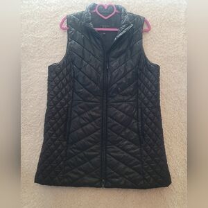 Talbots P-XL Black Quilted Thigh Legenth Vest